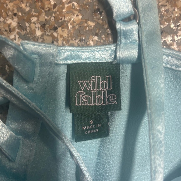 Wild Fable Light Blue Silky Mini Dress with Lace Up Back - Picture 8 of 8